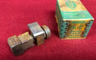 Vintage Rare Greenlee Square Radio Chassis Punch 731,  5/8 Inch,  Nos