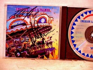 Emerson Lake & Palmer Autographed Black Moon Cd,  Ticket And Backstage Pass Rare