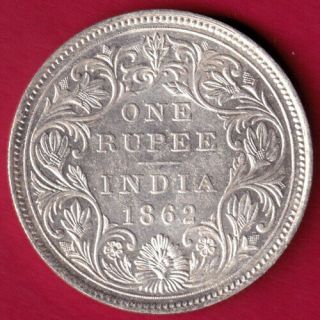 BRITISH INDIA - 1862 - VICTORIA QUEEN - ONE RUPEE - RARE SILVER COIN M3 2