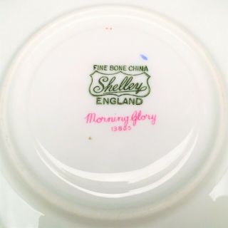 Rare Shelley English Bone China Tea Cup & Saucer in ' Morning Glory ' Pattern 5