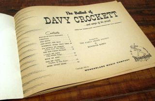Walt Disney ' s The Ballad of Davy Crockett Sheet Music Rare Vintage Disneyland 3