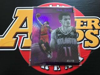 2018 - 19 Panini Chronicles Trae Young Rookie Essentials Purple 48/49 Ssp Rare Rc