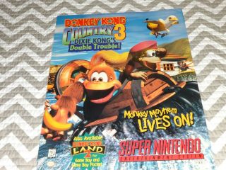 Donkey Kong Country 3 Snes Nintendo Store Display Sign Poster 28 " X22 " Rare