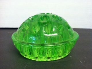 Vintage Green Depression Glass 22 Hole Flower Frog - Vase 1916 Pat 