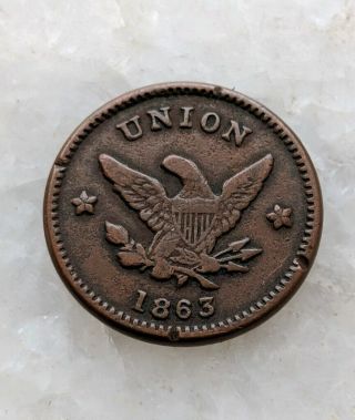 1863 Heraldic Eagle Patriotic Civil War Token Rare Variety