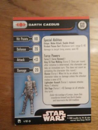 Star Wars Miniatures Legacy Of The Force Very Rare 4 Darth Caedus