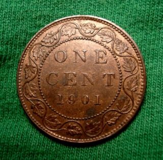 1901 CANADA Large Cent COPPER Victoria RARE 3