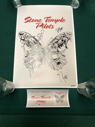 Rare Stone Temple Pilots Butterfly Litho Poster Hand Signed 181 Of 1,  000 Stp
