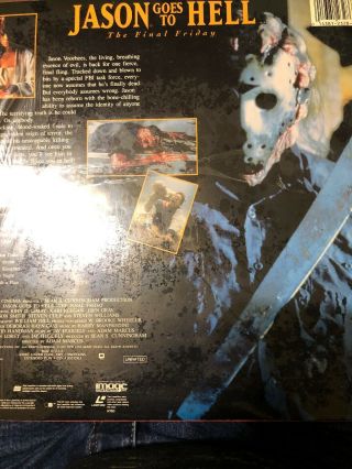 Rare Laserdisc Horror Unrated Jason Goes to Hell Director ' s Cut Final Friday 2