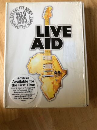 Live Aid (dvd,  2004,  4 - Disc Set) Rare Oop,  Zeppelin,  Queen,  Bowie,  Dylan,  U2