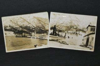 2 X Rare Vintage B&w Photos Sinking Ferry On Kootenay Lake @ Nelson Bc 1930s - 40s