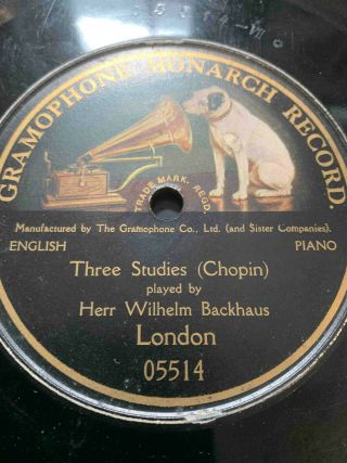 Rare 78 Rpm Piano Record Gramophone Monarch Wilhelm Backhaus Single Sided