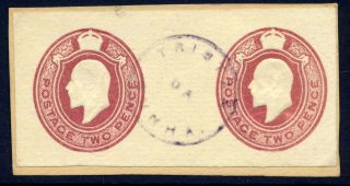 Tristan Da Cunha 1908 Rare Type 1 Cachet On Gb 2d,  2d Postal Stationery Piece
