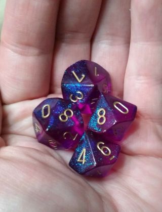 Chessex Borealis Royal Purple Og Old Glitter Dice Die D10 Poly Oop Rare