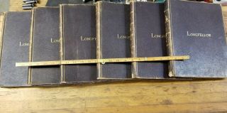 The Poetical Of Longfellow • Rare 1881 Leather Illus.  Edition Full 6 Vols