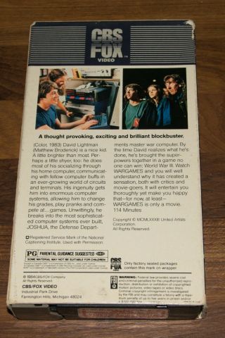 WARGAMES - VHS - (Matthew Broderick,  Ally Sheedy) RARE OOP CBS/FOX 2