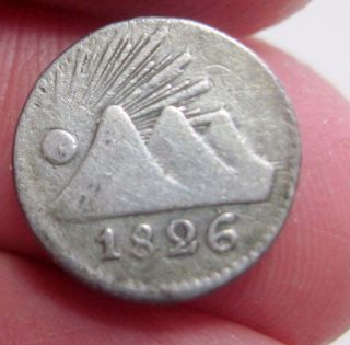 1826 - G (guatemala) 1/4 Real (silver) Central American Republic - Extra Rare -