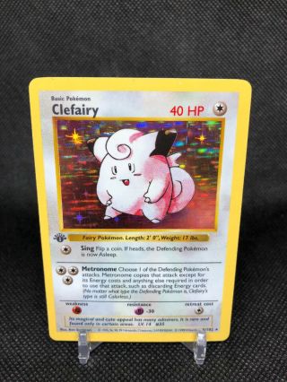 Clefairy Base Set 1st Edition Shadowless Pokemon Card 5/102 Holo Rare Wotc 1999