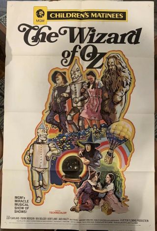 Very Rare The Wizard Of Oz Movie Poster R - 1970 - Judy Garland - 60 " X40 "