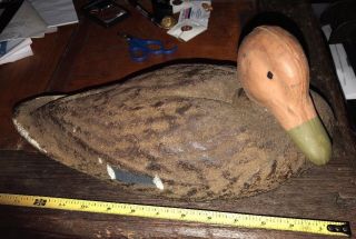 Rare Vintage Tin Head Pressed Cork Body Duck Decoy