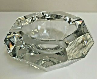 Rare Baccarat French Crystal Glass Diamond Cut Four Cutout Cigar Ashtray