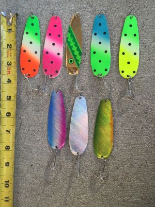 8 Great Lakes Trolling Flutter Glow Awesome Color Flat Shape Unique Dots Rare