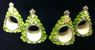Set Of 4 Rare Sango Home For Christmas Napkin Rings Extremely Hard To Find