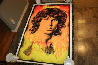 Vintage 1988 The Doors Jim Morrison Black Light Poster Flocked Rare Bob Dara