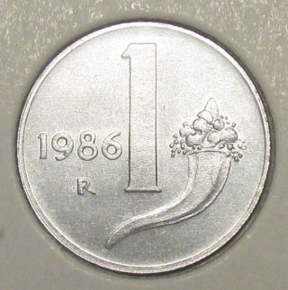 Italy 1 Lire 1986 Aunc Low Mintage,  Rare