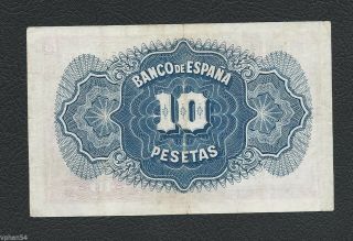 SPAIN EXTREMELY GORGEOUS BANKNOTE SPAIN DIEZ PESETAS 1935 Circulated RARE NOTE 2