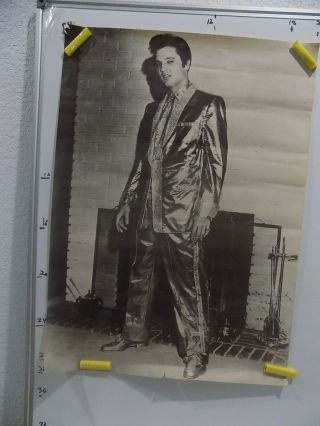 Rare Signed Bill Glore Undated 20 X 28 Elvis Poster From American Studios