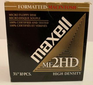 Vintage 10 Maxell Mf 2hd Macintosh Apple 3.  5” Microdisks Diskettes Rare Tech