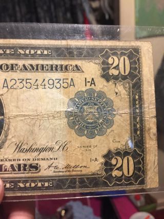 Rare 1914 Large $20 Twenty Dollar Bill " Federal Reserve Note "