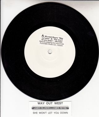 James Blundell & James Reyne Way Out West 45 Record,  Juke Box Title Strip Rare