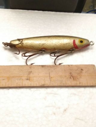 VERY OLD AND RARE,  PAINTED WOOD JIM PFEFFER FISHING LURE,  BAIT,  GOOD COND,  2 4