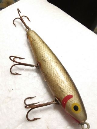 VERY OLD AND RARE,  PAINTED WOOD JIM PFEFFER FISHING LURE,  BAIT,  GOOD COND,  2 5