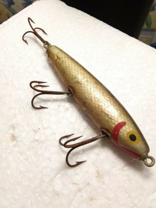 VERY OLD AND RARE,  PAINTED WOOD JIM PFEFFER FISHING LURE,  BAIT,  GOOD COND,  2 8