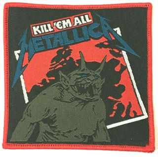 Metallica - Kill`em All - Square Woven Patch Sew On Red Stitching Aufnäher Rare