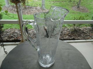 Rare Cambridge Rose Point Elegant Glass Crystal Martini Pitcher W Ice Lip