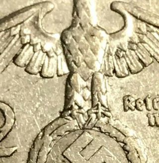 The Rare 1937 - F Silver Eagle Large Germany Ww2 Coin German Antique Third Reich