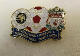 1very Rare Glasgow Rangers Legends V Liverpool Charity Match Enamel Badge 2019