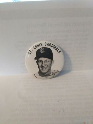 RARE VINTAGE STAN MUSIAL ST.  LOUIS CARDINALS PLAYER BUTTON PIN 3