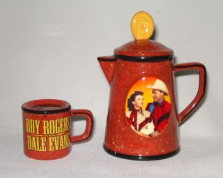 Vtg Rare Roy Rogers & Dale Evans Coffee Pot & Cup Salt And Pepper Shakers Cowboy
