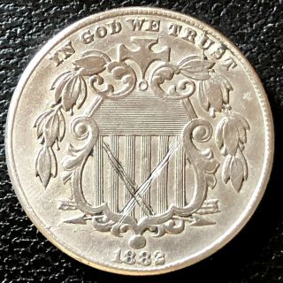 1882 Shield Nickel 5 Cents 5c Au Det.  Rare 16622