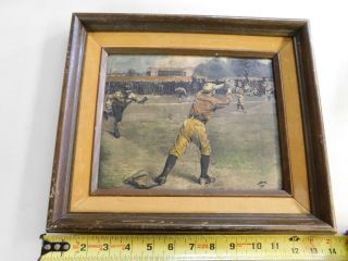 1887 Etched Resin - Gaul Baseball Game - Out On Second Base Framed Art Rare Look