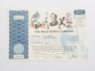 The Walt Disney Company 1 Share Stock Certificate (august 7,  2008) Rare