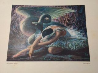 Rare 50s Vladimir Tretchikoff Print Dying Swan Alicia Markova Ballet
