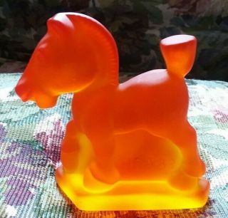 Horse Orange Slice Satin Sparky Plug Oscar Figurine Imperial By Heisey Rare Vtg