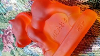 Horse Orange Slice Satin Sparky Plug Oscar Figurine Imperial by Heisey Rare Vtg 7