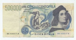 500000 Lire Italia Pr 1997 P118 Raffaello Rare Note 500.  000 Lira Italy Banknote